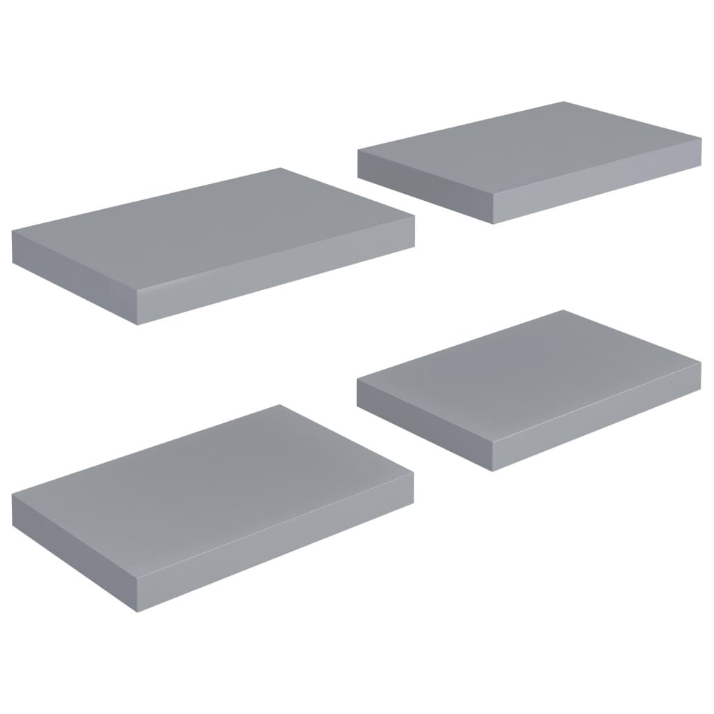 Étagères murales flottantes 4 pcs Gris 40x23x3,8 cm MDF