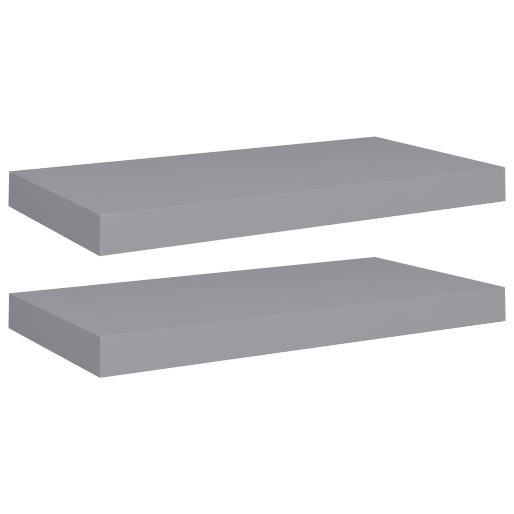 Étagères murales flottantes 2 pcs gris 50x23x3,8 cm MDF