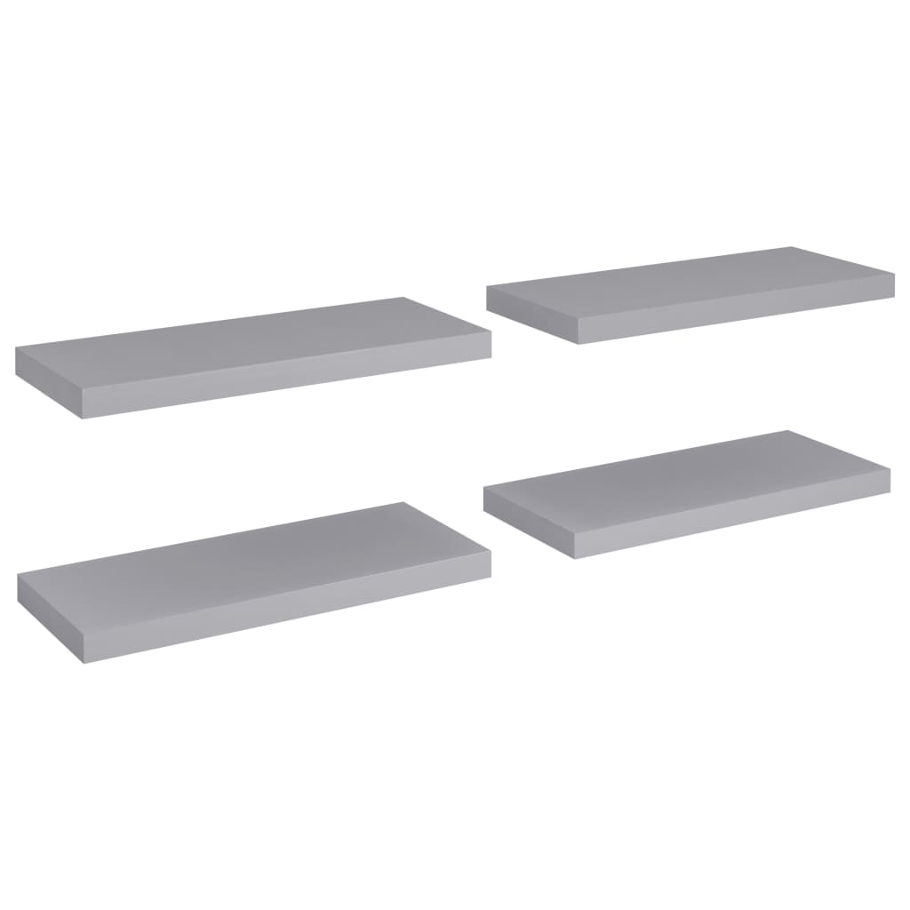 Étagères murales flottantes 4 pcs Gris 60x23,5x3,8 cm MDF