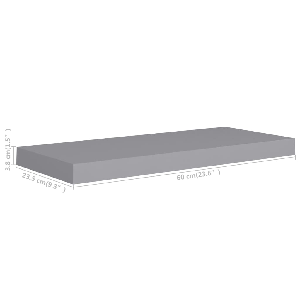 Étagères murales flottantes 4 pcs Gris 60x23,5x3,8 cm MDF