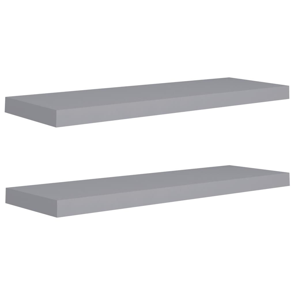 Étagères murales flottantes 2 pcs gris 80x23,5x3,8 cm MDF