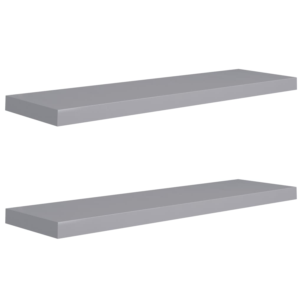 Étagères murales flottantes 2 pcs gris 90x23,5x3,8 cm MDF