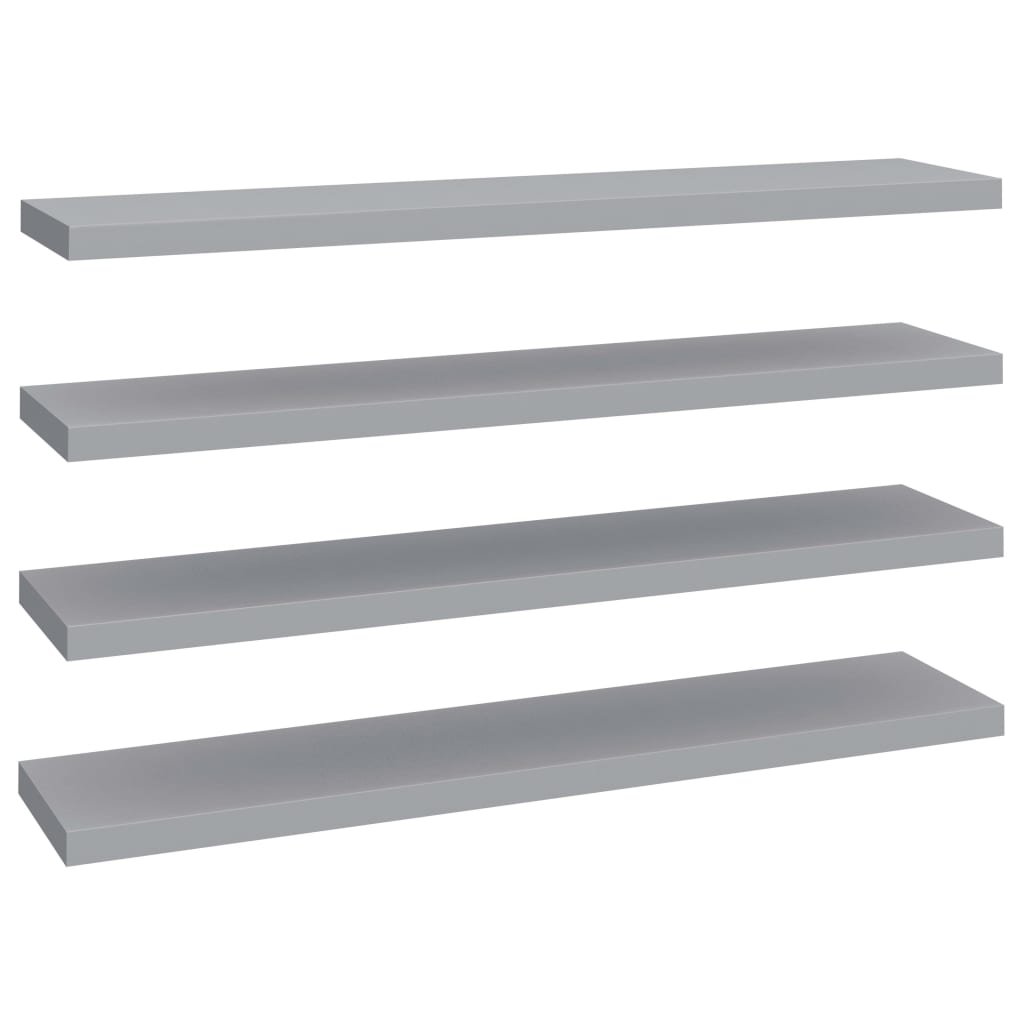 Étagères murales flottantes 4 pcs gris 120x23,5x3,8 cm MDF