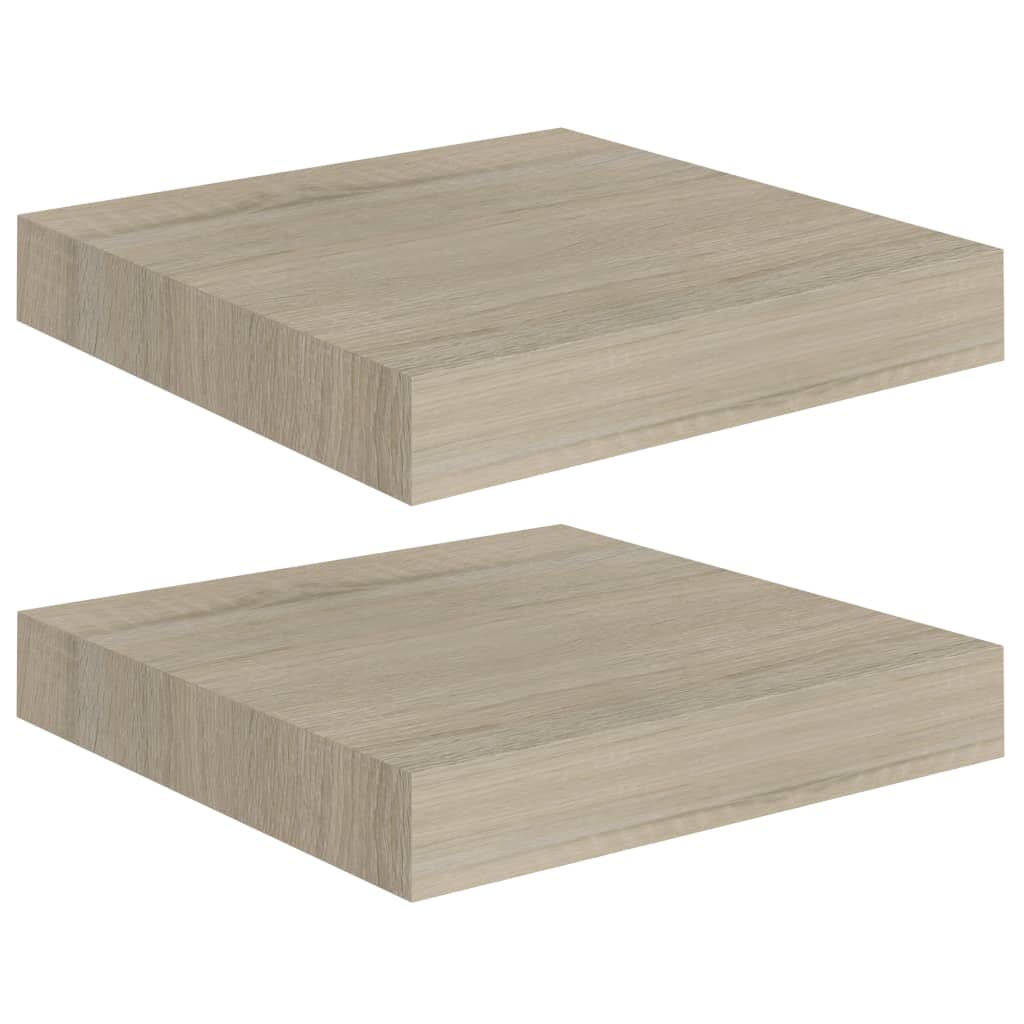 Étagères murales flottantes 2 pcs chêne 23x23,5x3,8 cm MDF