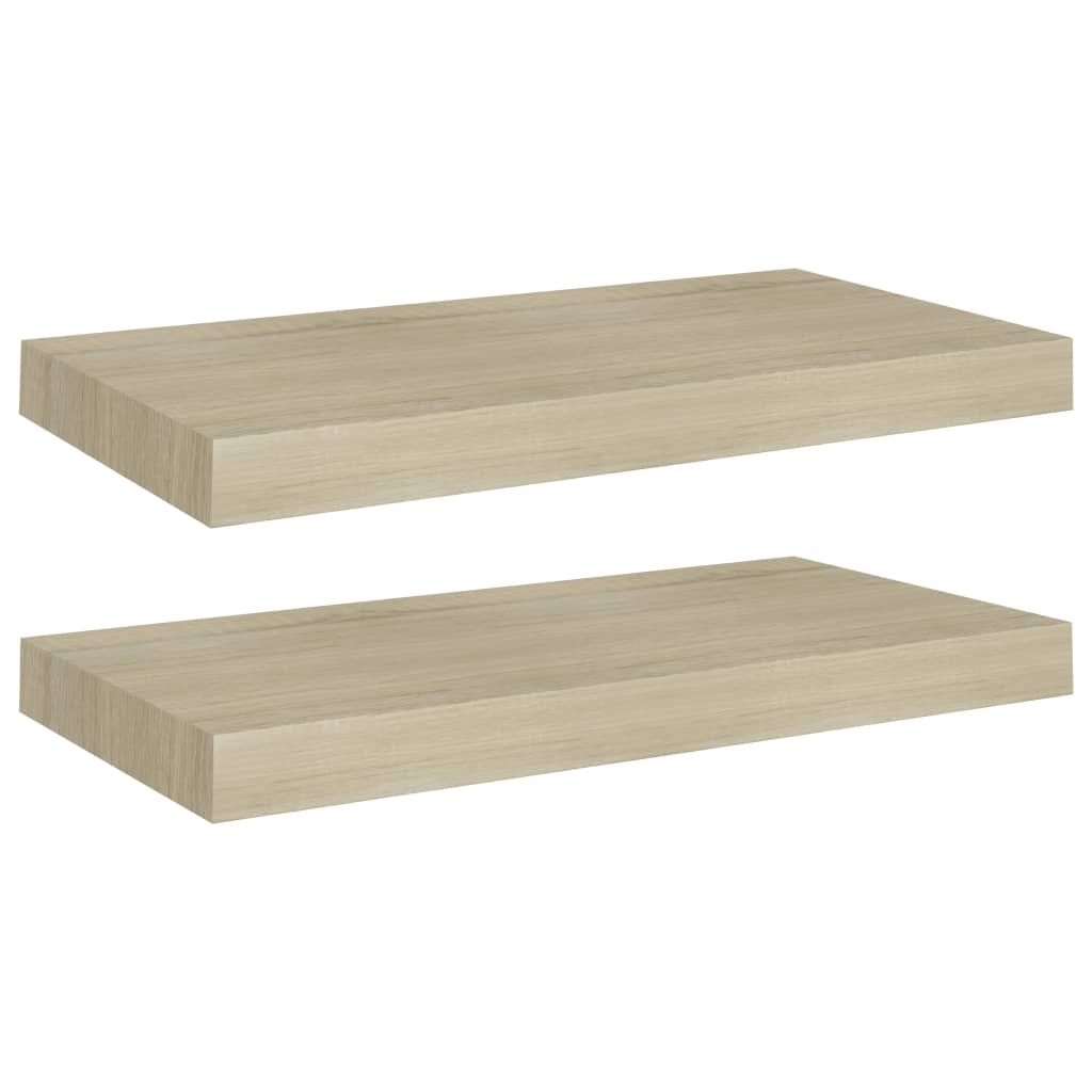 Étagères murales flottantes 2 pcs chêne 50x23x3,8 cm MDF