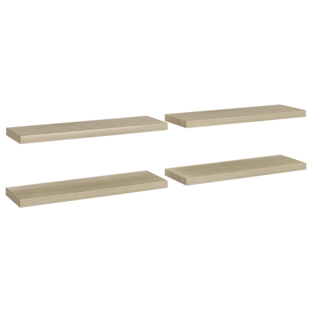 Étagères murales flottantes 4 pcs Chêne 80x23,5x3,8 cm MDF