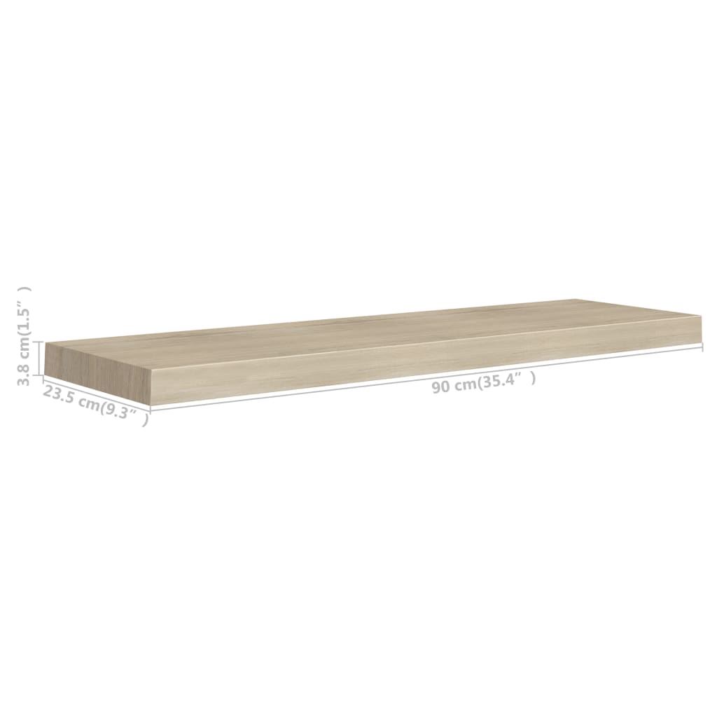 Étagères murales flottantes 2 pcs chêne 90x23,5x3,8 cm MDF