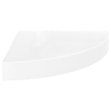 Étagère d'angle flottante blanc brillant 25x25x3,8 cm MDF