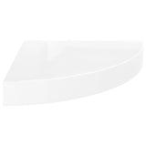 Étagères d'angle flottantes 2pcs blanc brillant 25x25x3,8cm MDF