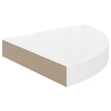 Étagères d'angle flottantes 2pcs blanc brillant 25x25x3,8cm MDF