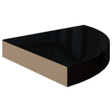 323889 vidaXL Floating Corner Shelf High Gloss Black 25x25x3,8 cm MDF