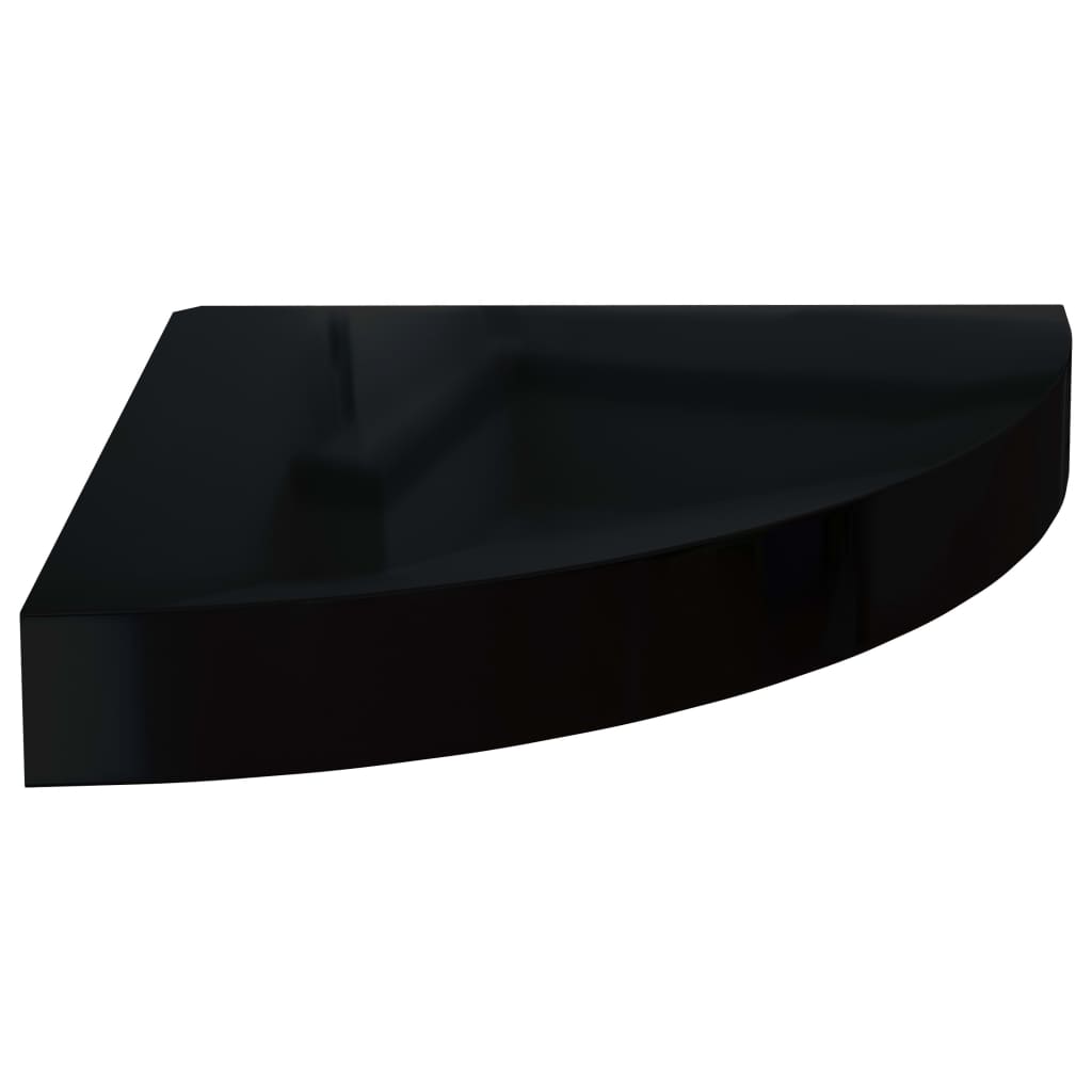 Étagères d'angle flottantes 2pcs noir brillant 25x25x3,8cm MDF