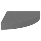 Étagère d'angle flottante Gris brillant 25x25x3,8 cm MDF