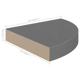 Étagères d'angle flottantes 4 pcs gris brillant 25x25x3,8cm MDF