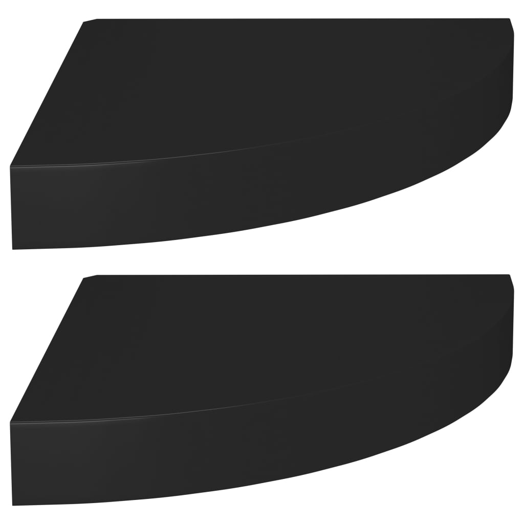 Étagères d'angle flottantes 2 pcs noir 25x25x3,8 cm MDF