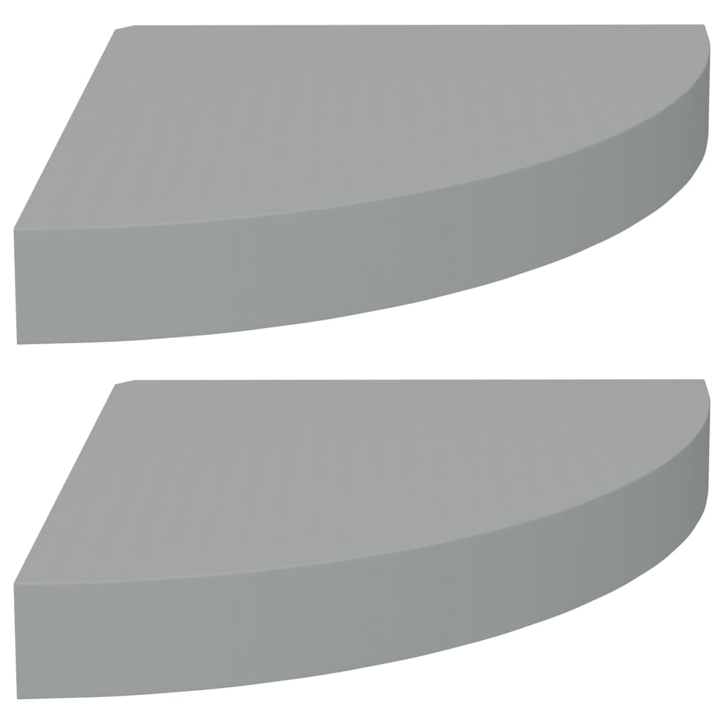 Étagères d'angle flottantes 2 pcs gris 25x25x3,8 cm MDF