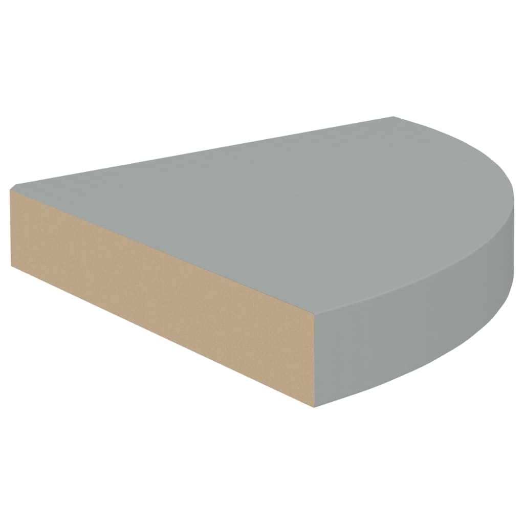 Étagères d'angle flottantes 2 pcs gris 25x25x3,8 cm MDF