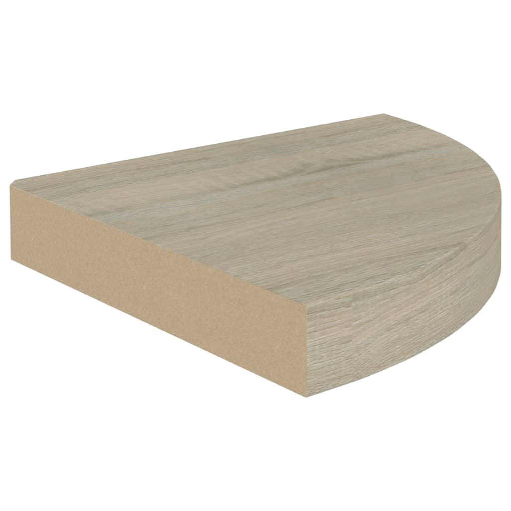 Étagère d'angle flottante chêne 25x25x3,8 cm MDF