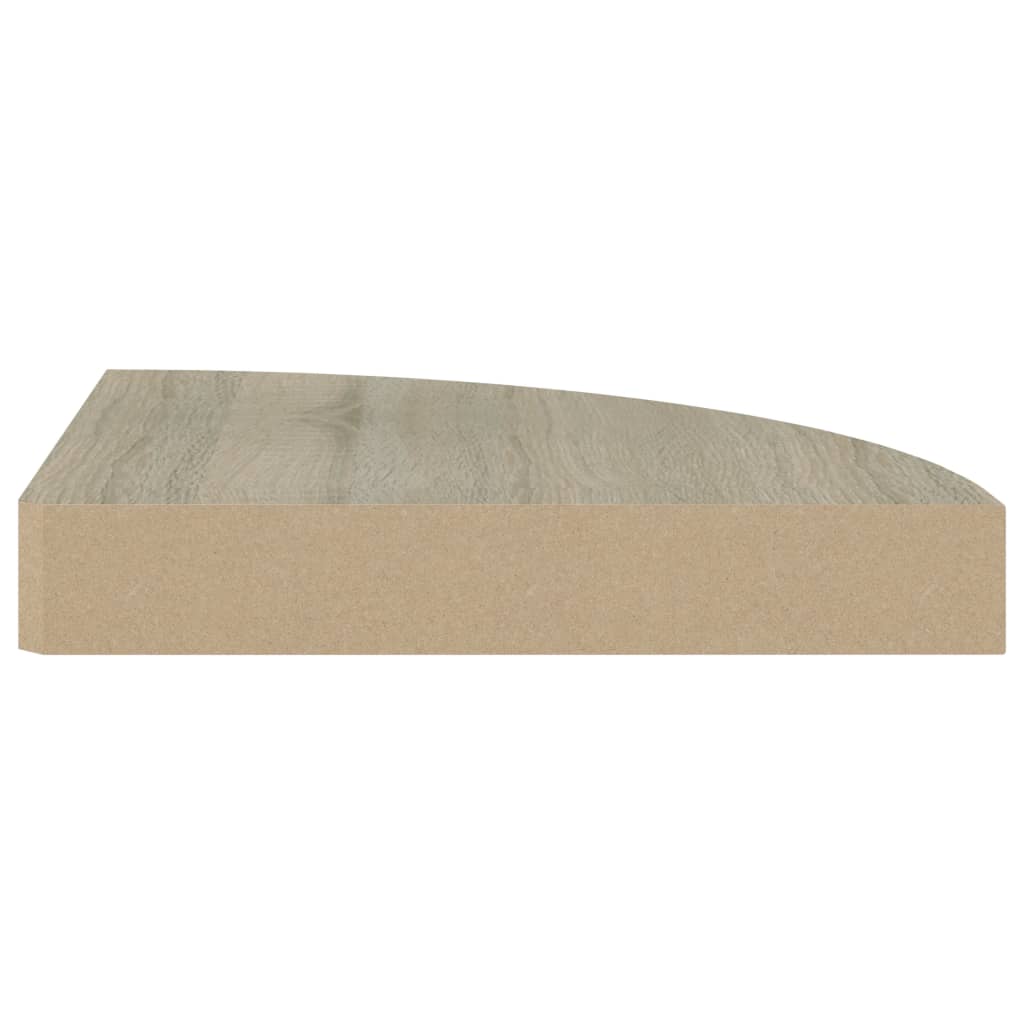 Étagère d'angle flottante chêne 25x25x3,8 cm MDF