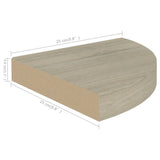 Étagère d'angle flottante chêne 25x25x3,8 cm MDF