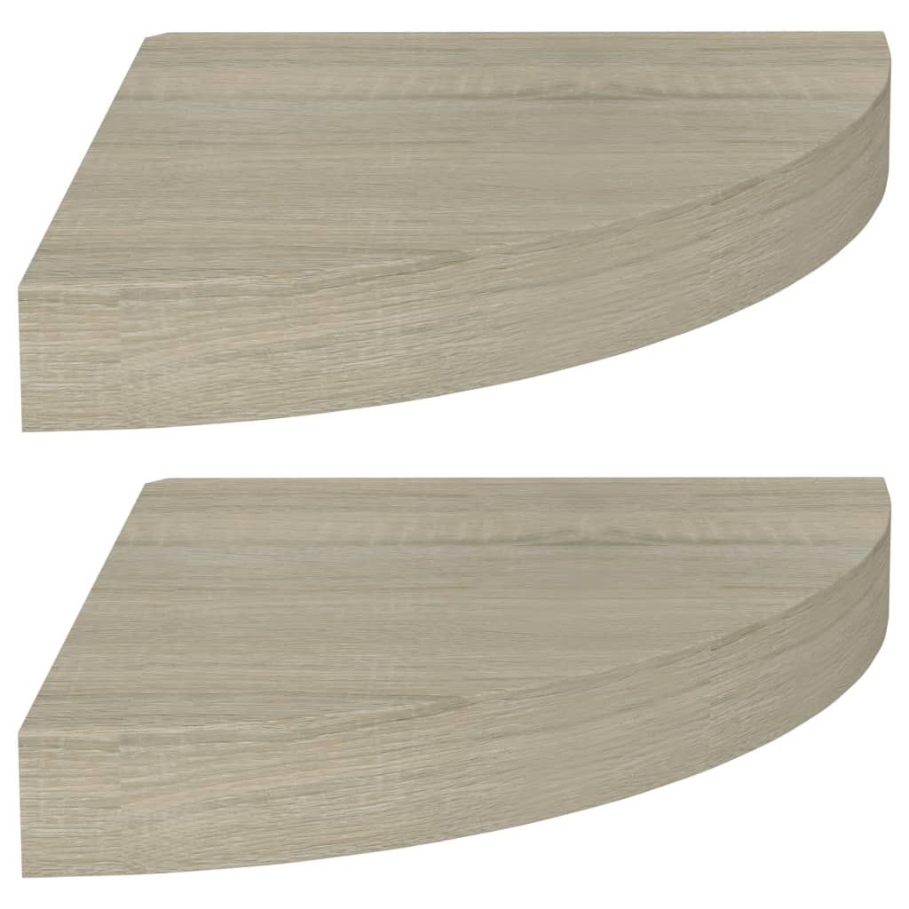 Étagères d'angle flottantes 2 pcs chêne 25x25x3,8 cm MDF