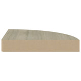 Étagères d'angle flottantes 2 pcs chêne 25x25x3,8 cm MDF