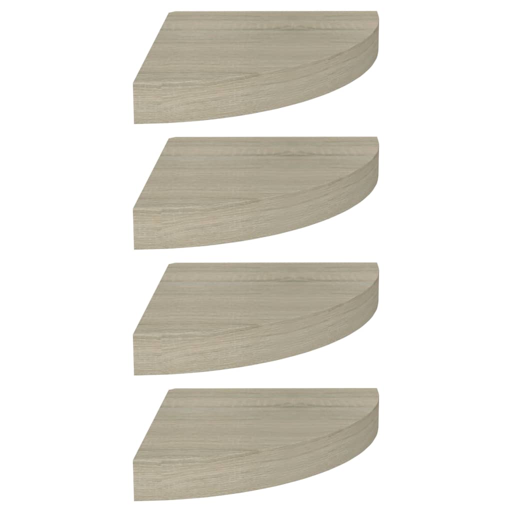 Étagères d'angle flottantes 4 pcs chêne 25x25x3,8 cm MDF