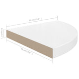 Étagère d'angle flottante blanc brillant 35x35x3,8 cm MDF