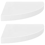 Étagères d'angle flottantes 2pcs blanc brillant 35x35x3,8cm MDF