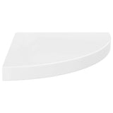 Étagères d'angle flottantes 2pcs blanc brillant 35x35x3,8cm MDF