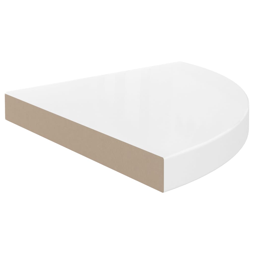 Étagères d'angle flottantes 4pcs blanc brillant 35x35x3,8cm MDF