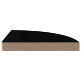 Étagère d'angle flottante noir brillant 35x35x3,8 cm MDF