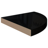 Étagères d'angle flottantes 2pcs noir brillant 35x35x3,8 cm MDF