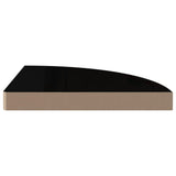 Étagères d'angle flottantes 2pcs noir brillant 35x35x3,8 cm MDF