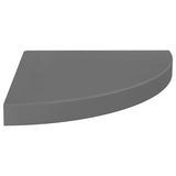 Étagères d'angle flottantes 2pcs gris brillant 35x35x3,8 cm MDF