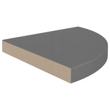 Étagères d'angle flottantes 4 pcs gris brillant 35x35x3,8cm MDF