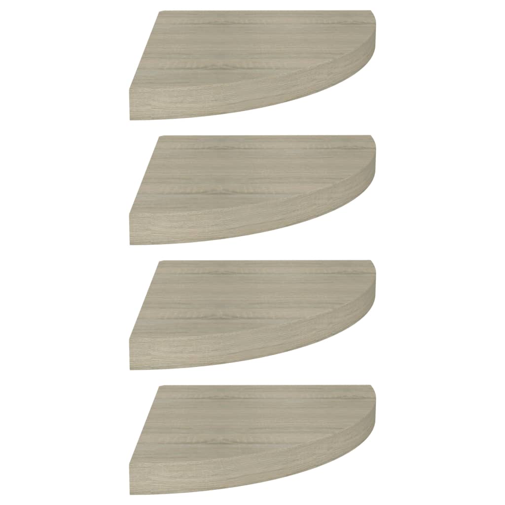 Étagères d'angle flottantes 4 pcs chêne 35x35x3,8 cm MDF