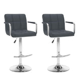 Tabourets de bar lot de 2 gris similicuir