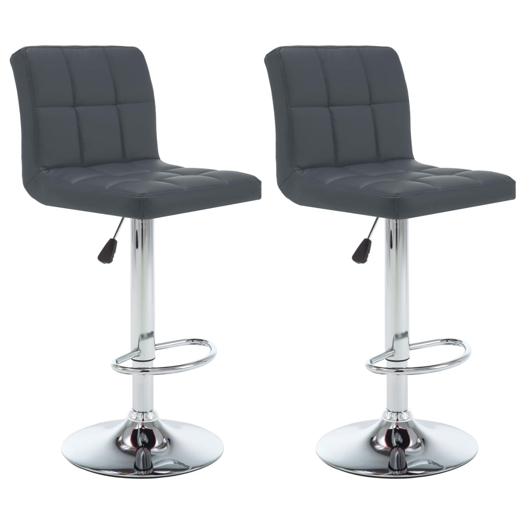 Tabourets de bar lot de 2 gris similicuir