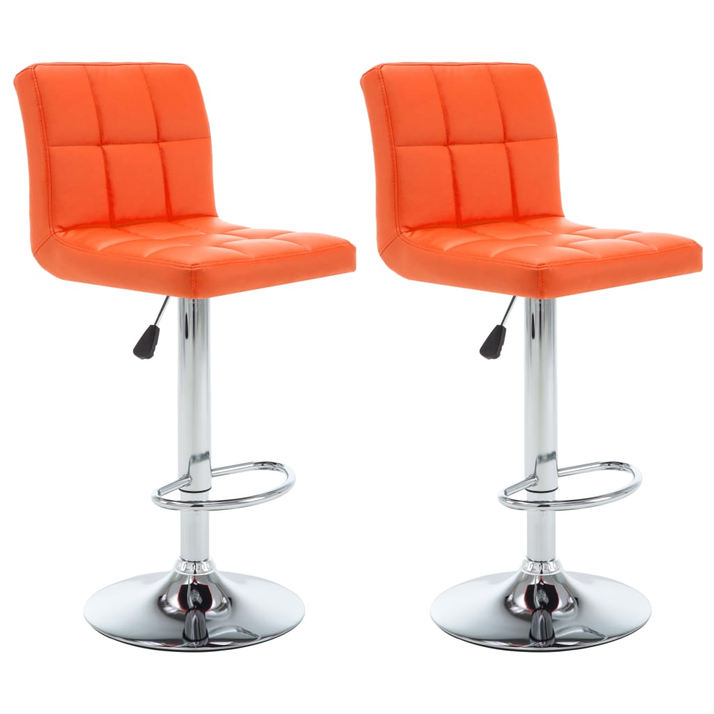 Tabourets de bar lot de 2 orange similicuir