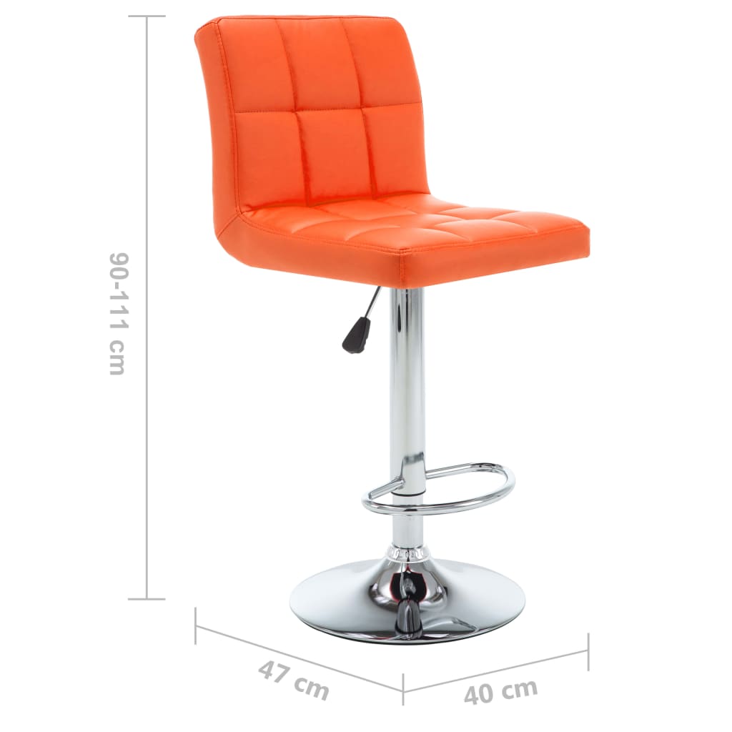 Tabourets de bar lot de 2 orange similicuir