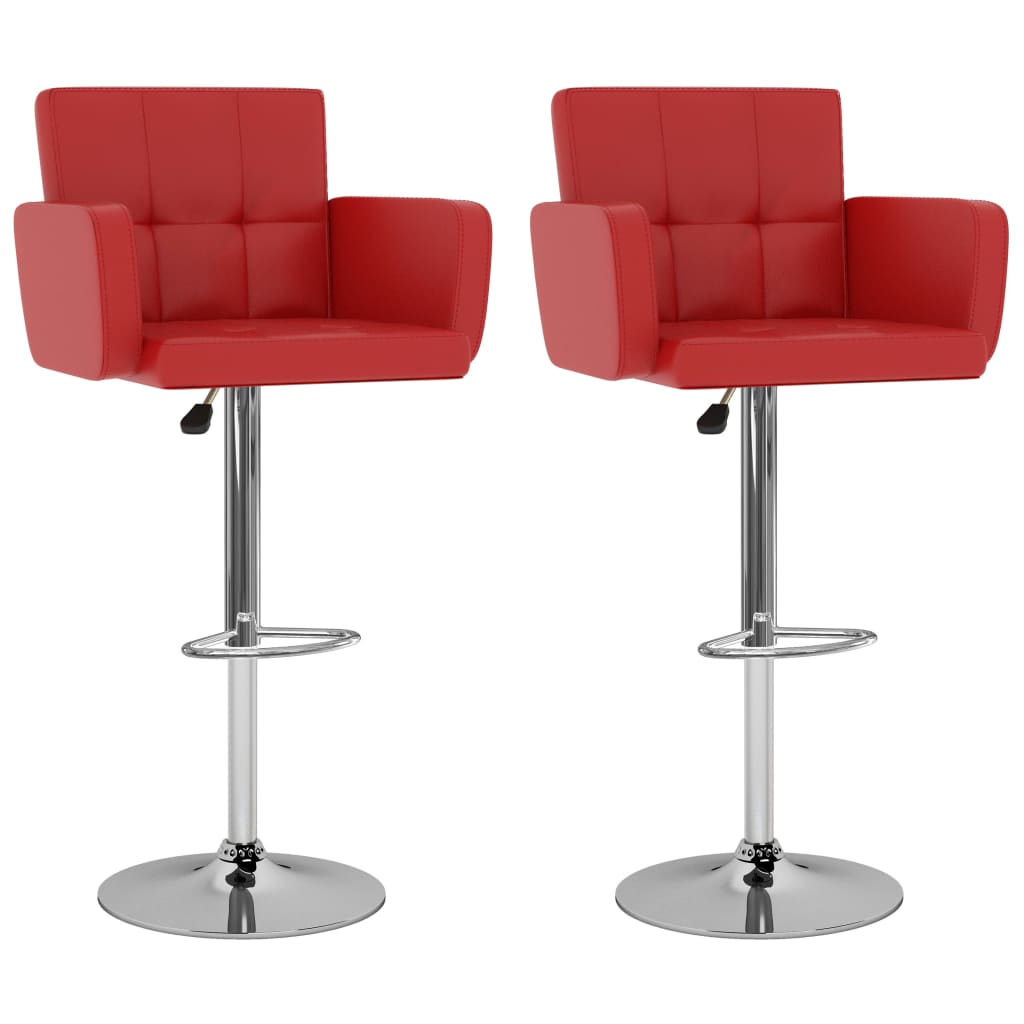 Tabourets de bar lot de 2 rouge similicuir