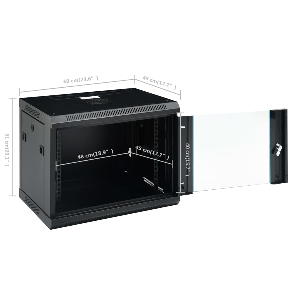 Wandmontierte Netzwerkbox 9HE 19" IP20 600x450x510 mm