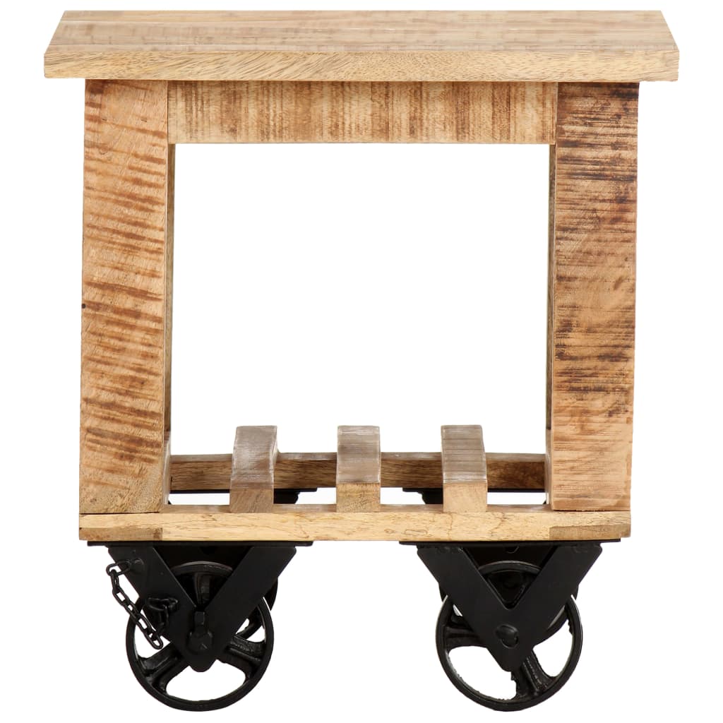 Table d'appoint avec roues 40x40x42 cm Bois de manguier brut