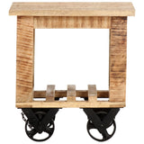 Table d'appoint avec roues 40x40x42 cm Bois de manguier brut