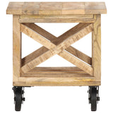 Table d'appoint avec roues 40x40x42 cm Bois de manguier brut