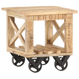 Table d'appoint avec roues 40x40x42 cm Bois de manguier brut