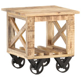 Table d'appoint avec roues 40x40x42 cm Bois de manguier brut