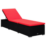 Chaise longue avec coussin et table à thé Résine tressée Rouge