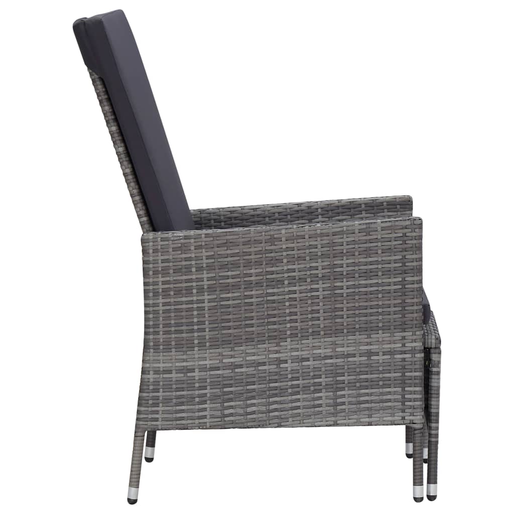 Chaise inclinable de jardin avec coussins Résine tressée Gris